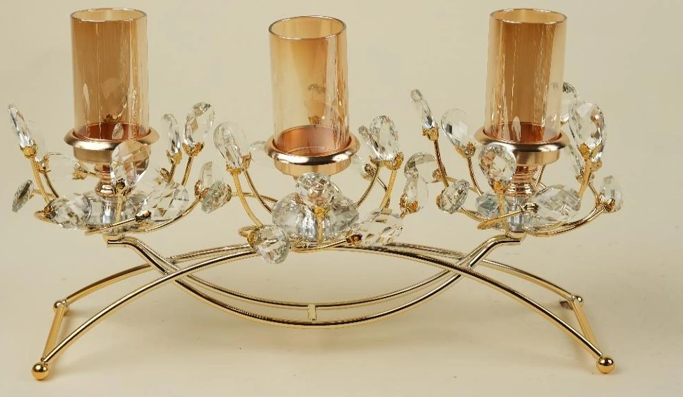 Crystal Centerpiece Candle Stand With 3 Holders